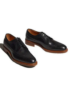 Men's carved leather toe-cap dress shoes