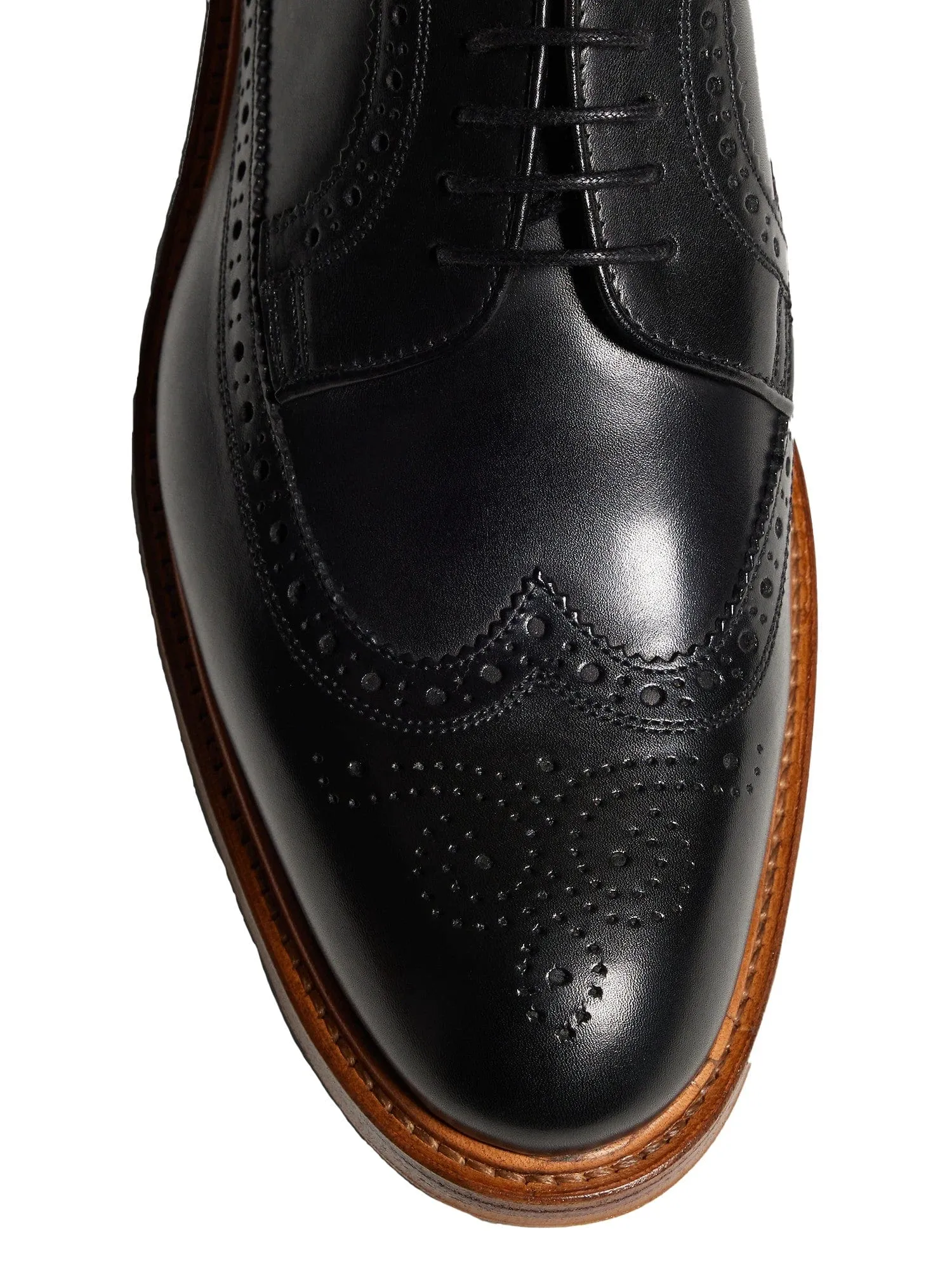 Men's carved leather toe-cap dress shoes