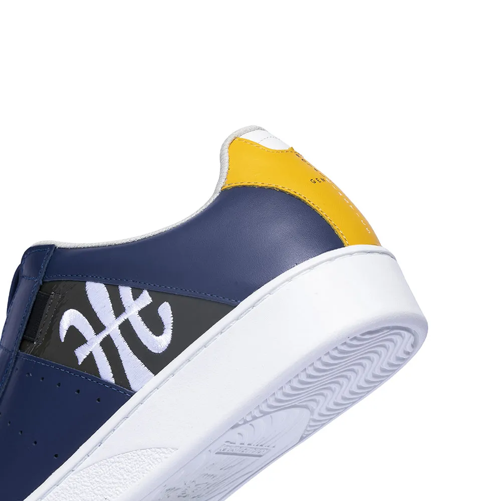 Men's Icon Genesis Blue Yellow White Leather Sneakers 01994-583