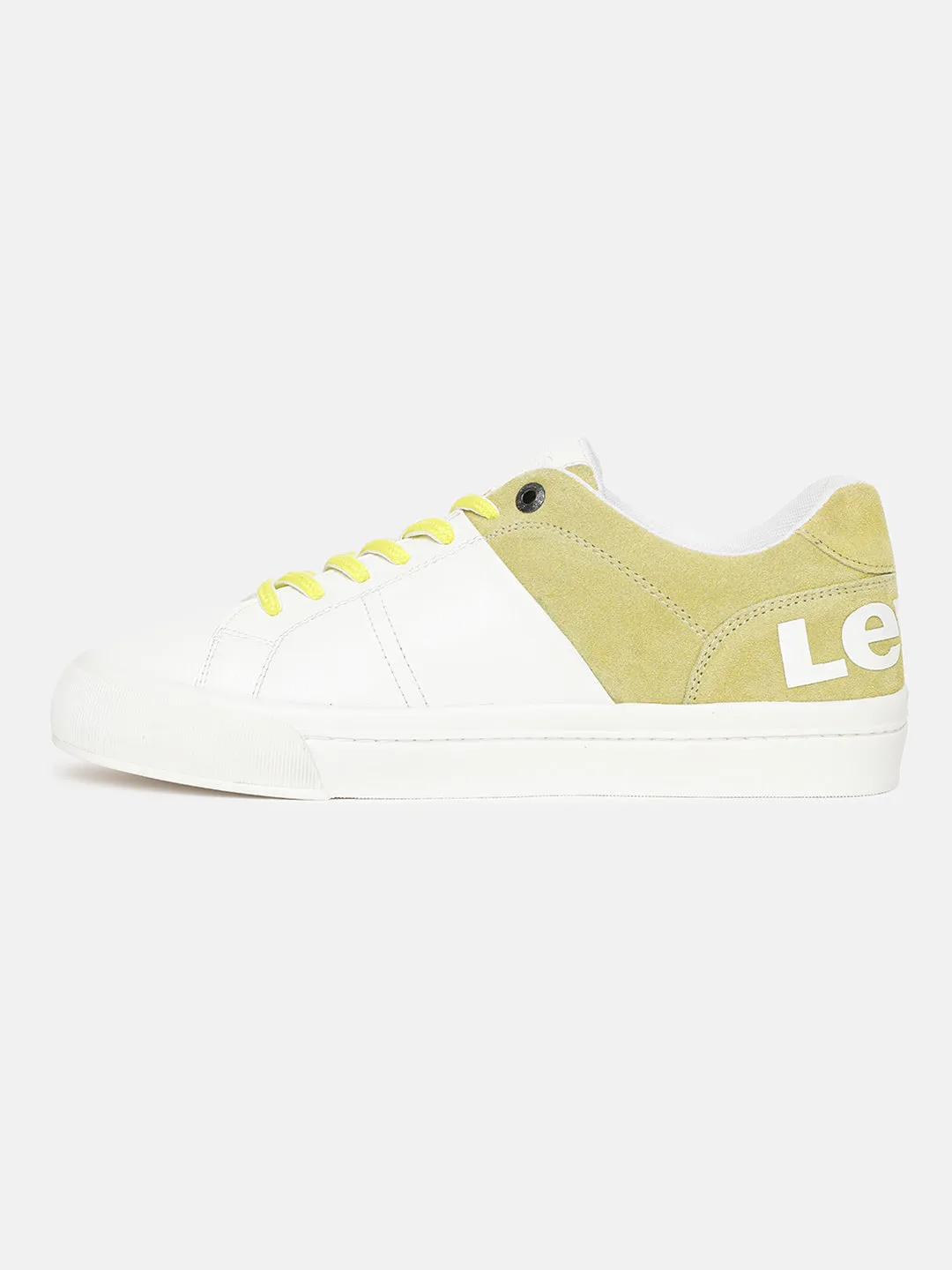 Men's White And Yellow Colorblock Shoes