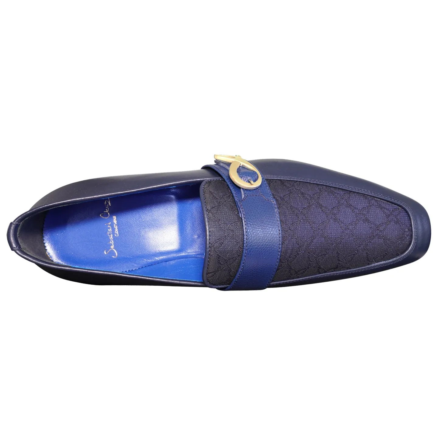 Midnight Marino Logo Monk Loafers With Yellow Gold Buckle