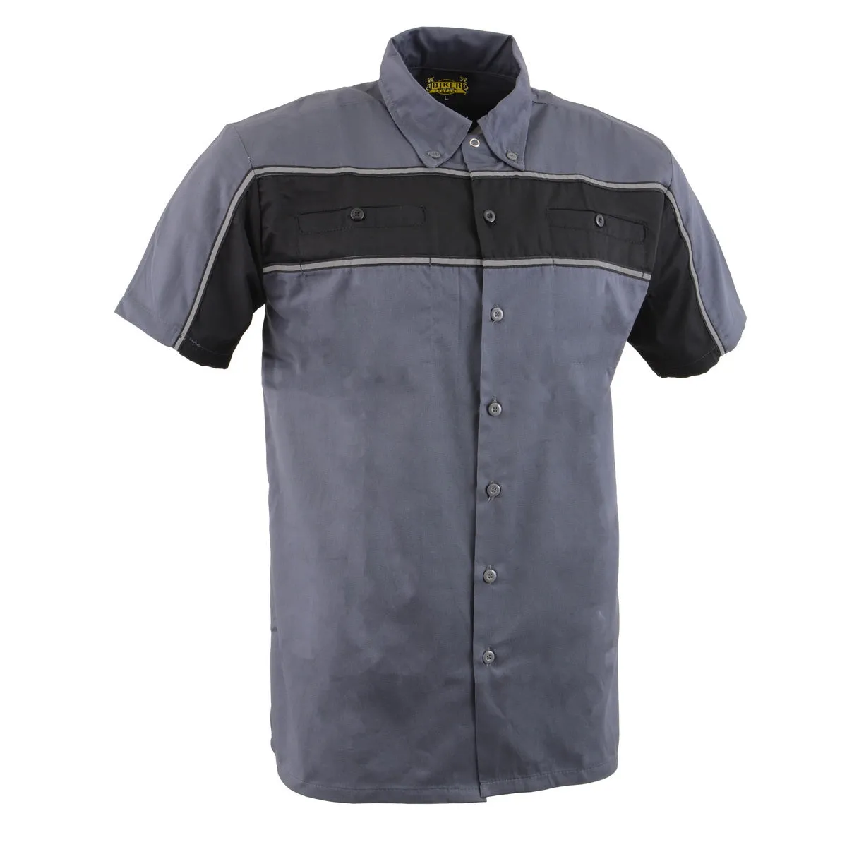 Milwaukee Leather MDM11671.149 Men's Grey and Black Button Up