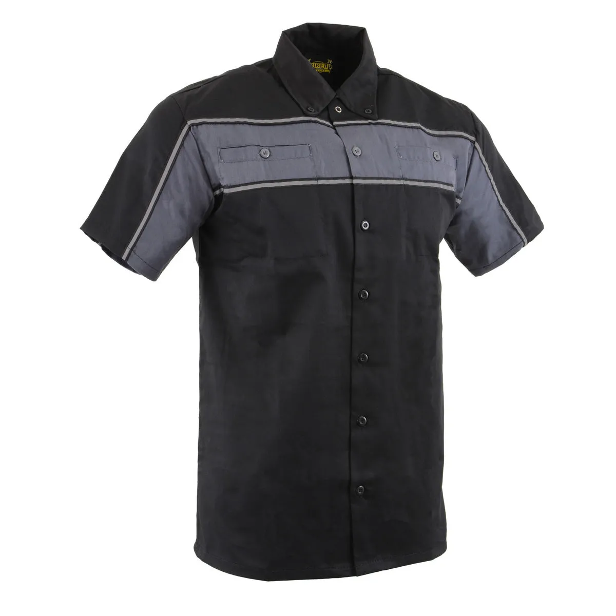 Milwaukee Leather MDM11672.01 Men's Black and Grey Button Up Heavy-Duty Work Shirt | Classic Mechanic Work Shirt