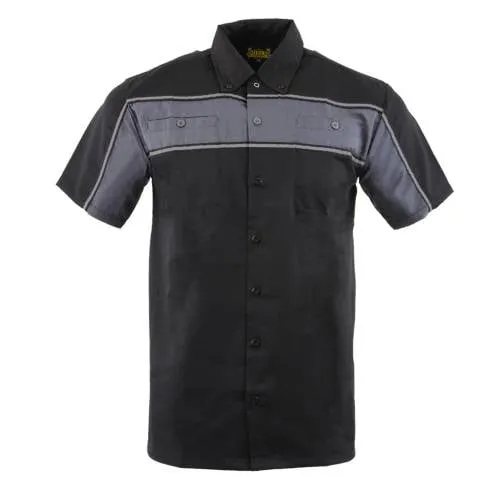 Milwaukee Leather MDM11672.01 Men's Black and Grey Button Up