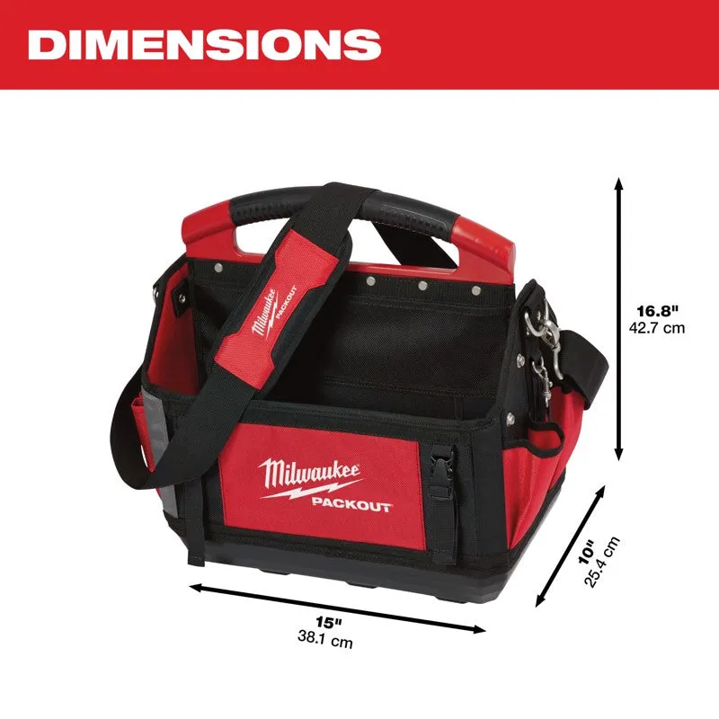 Milwaukee PACKOUT 15 in. W X 17 in. H Ballistic Polyester Tool Tote 31 pocket Black/Red 1 pc