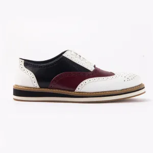 Monkstory Beverly Tricolour Brogues - White