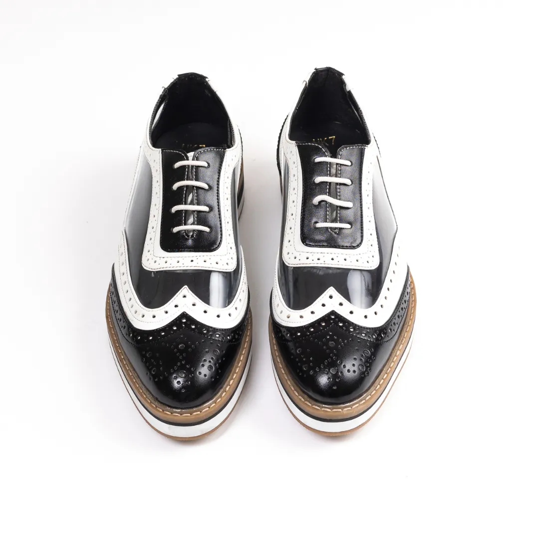 Monkstory Trance Transparent Brogues - Black/White