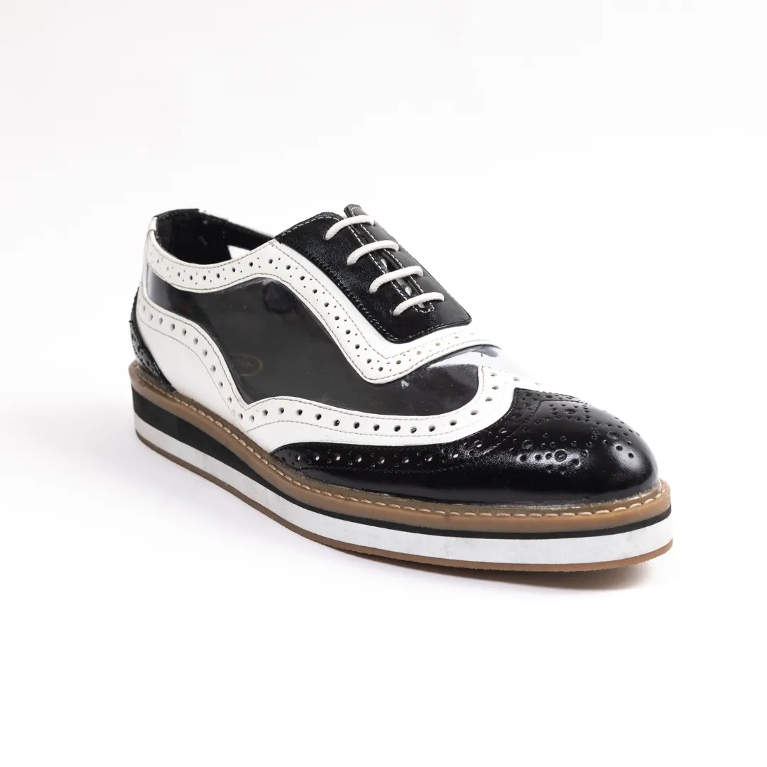 Monkstory Trance Transparent Brogues - Black/White