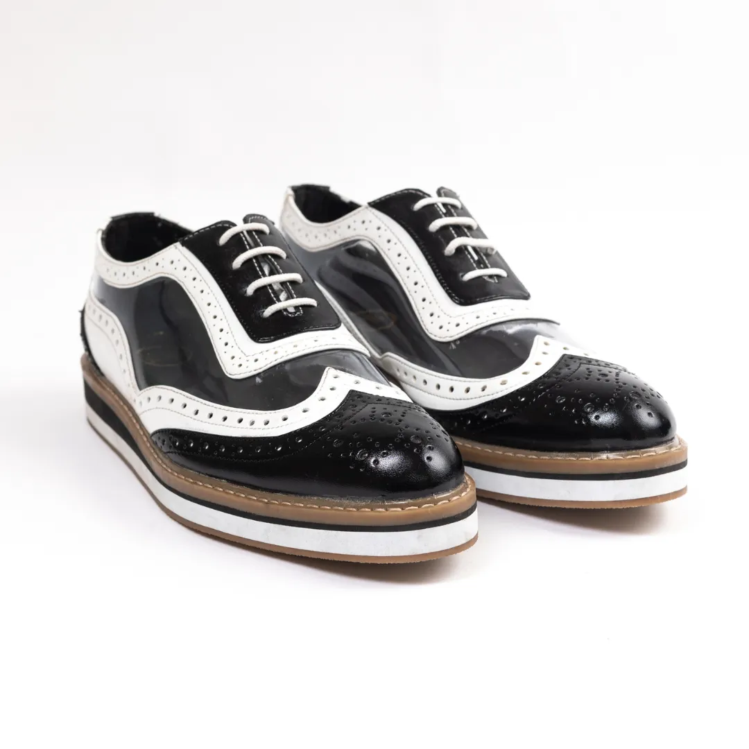 Monkstory Trance Transparent Brogues - Black/White