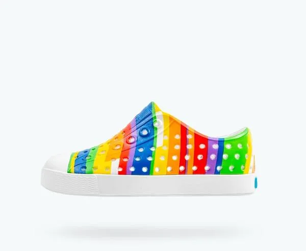 Native Jefferson Stripes Print - Shell White / Shell White / Rainbow Multi Stripes