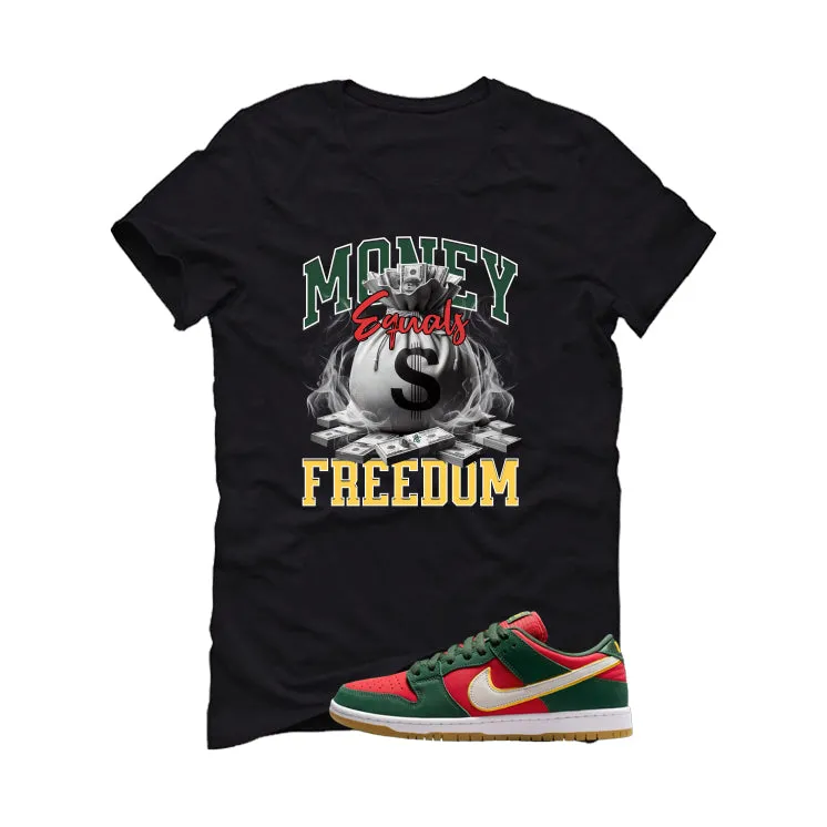 Nike SB Dunk Low PRM Seattle Supersonics Black T-Shirt (Money Equals Freedom)| illcurrency