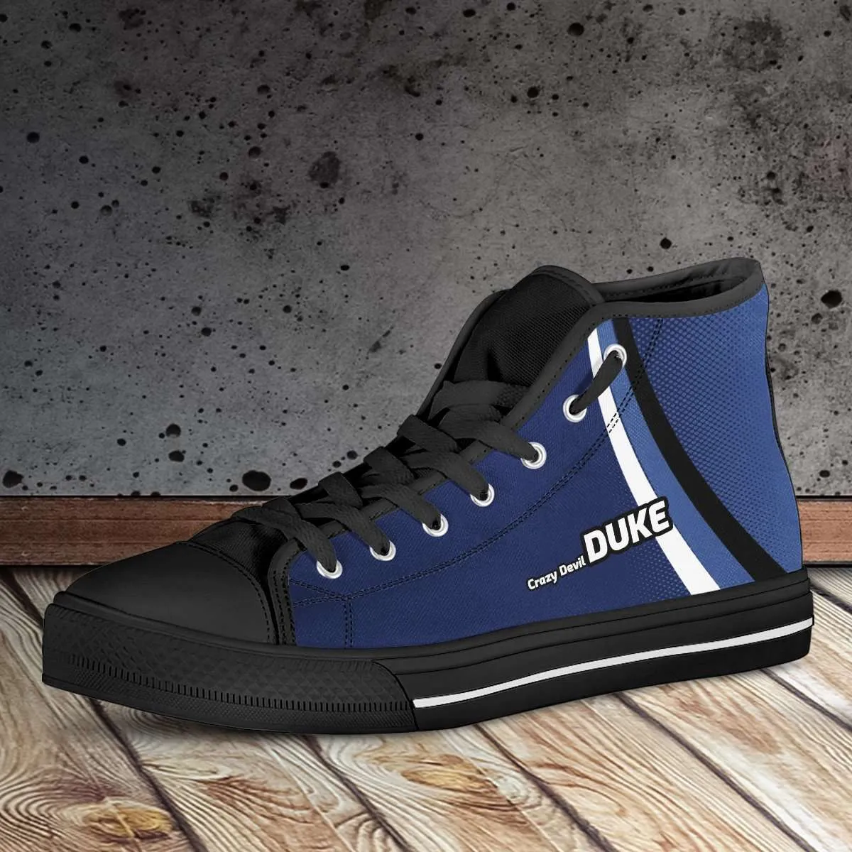 North Carolina Duke Crazy Devil Basketball Fans Canvas High Top Shoes