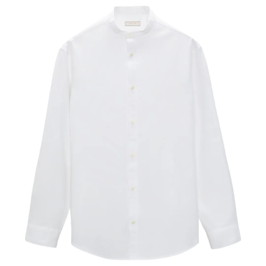 Oxford Cotton Grand Dad Collar Long Sleeve Shirt (Made to Order)