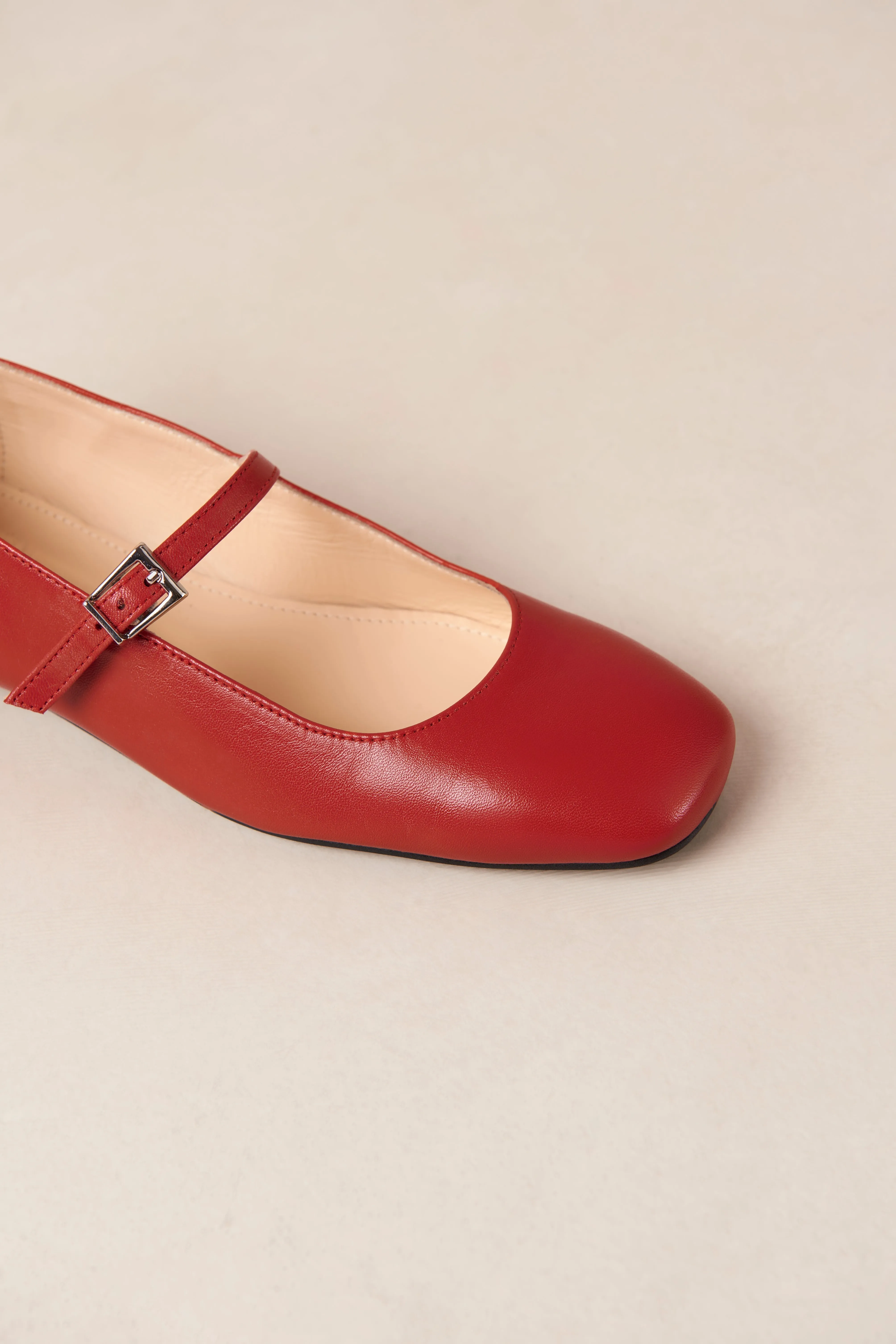 Por Do Sol Red Leather Ballet Flats