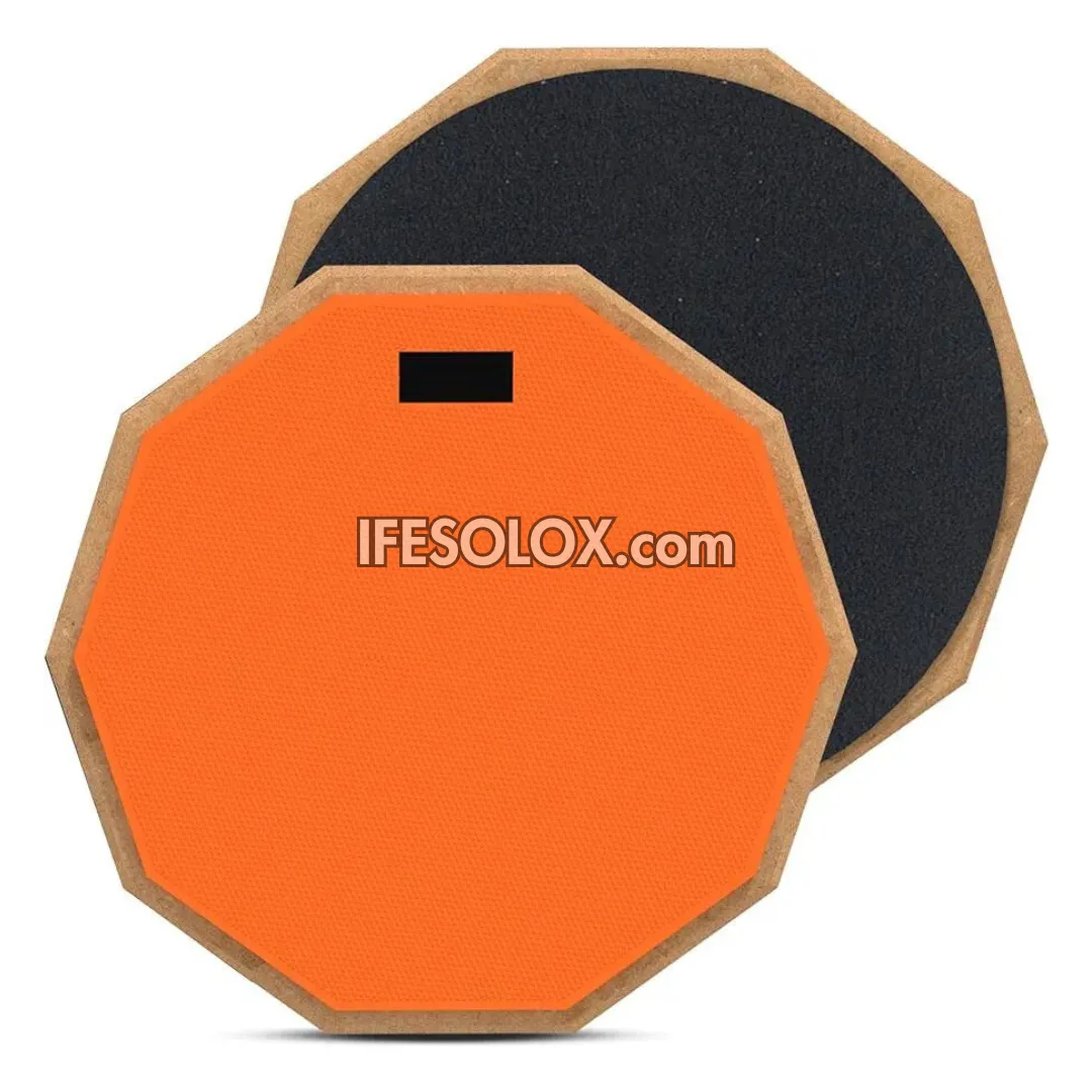 Premium Orange 12-inch Snare Drum Double-Sided Silent Practice Pad - Brand New