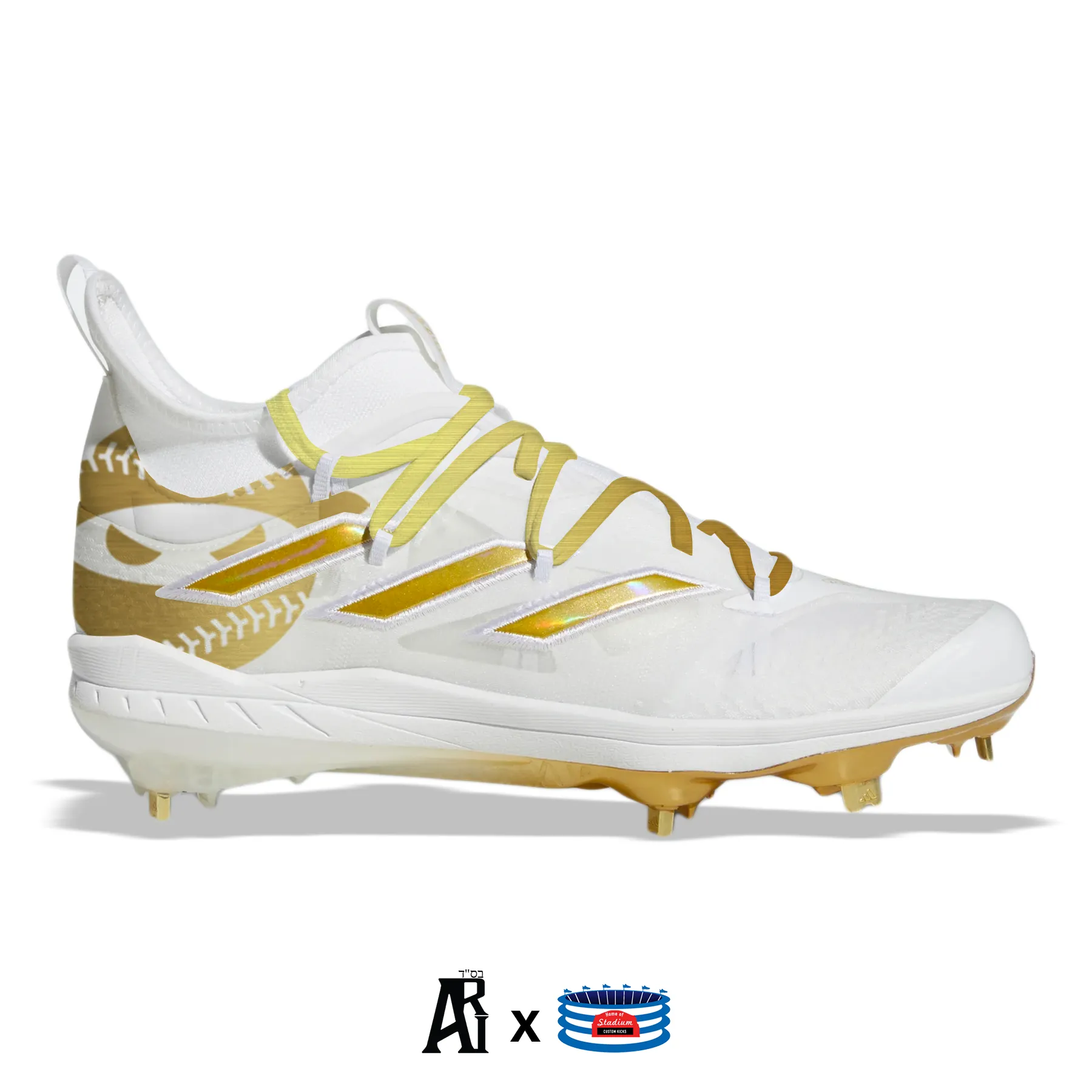 "Gold Pitching Ninja" Adidas Adizero Afterburner NWV Cleats