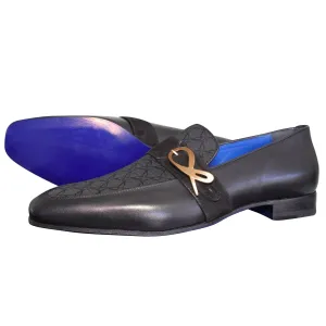 Raven Nero Logo Monk Loafers With Rose Gold Buckle