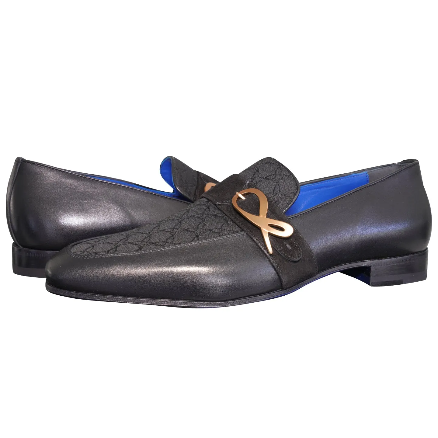 Raven Nero Logo Monk Loafers With Rose Gold Buckle