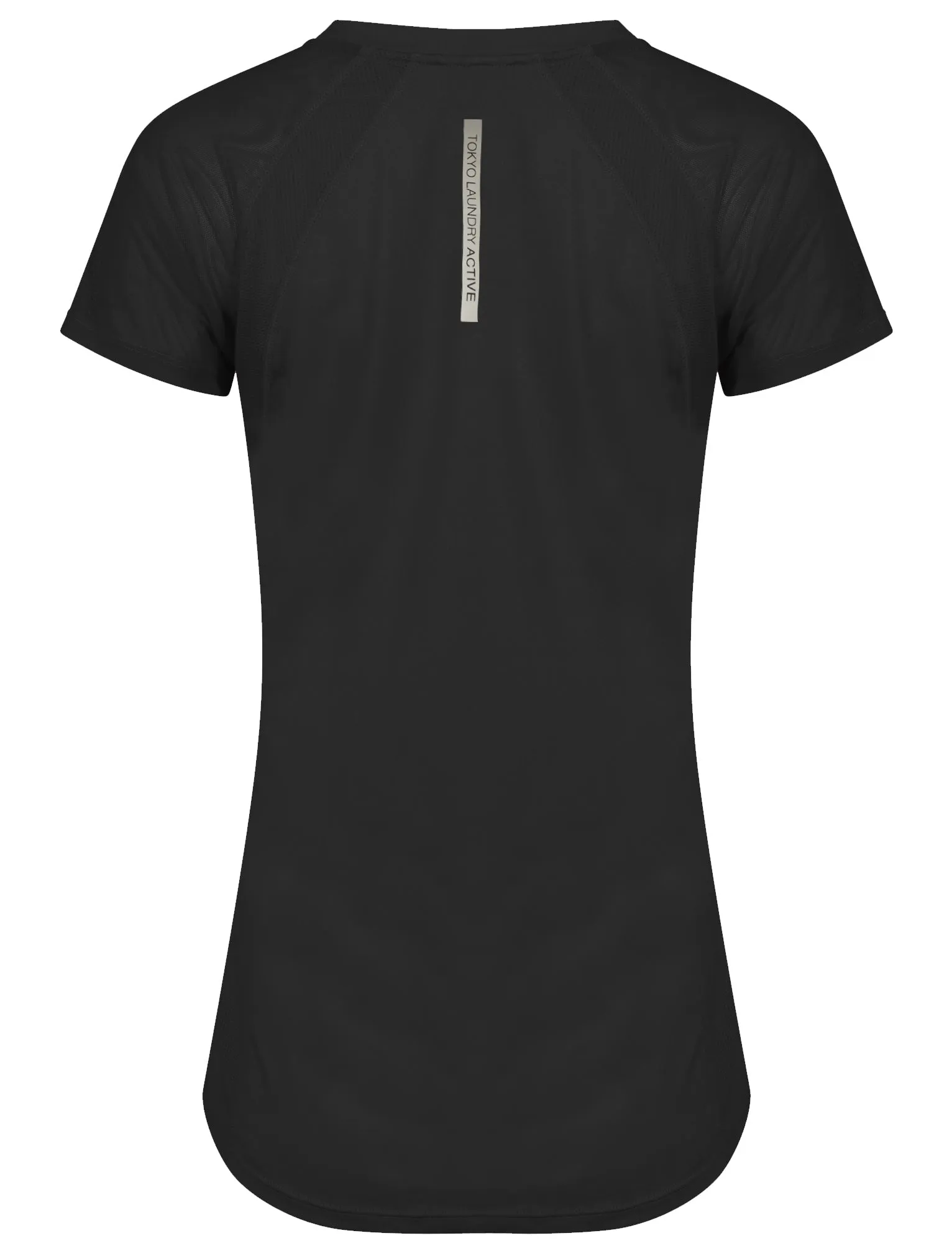 Retton Mesh Panel Stretch Jersey T-Shirt in Black - Tokyo Laundry Active