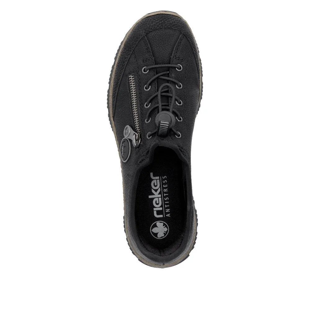 Rieker N3267-01 Ladies Black Hands Free Slip On Shoes