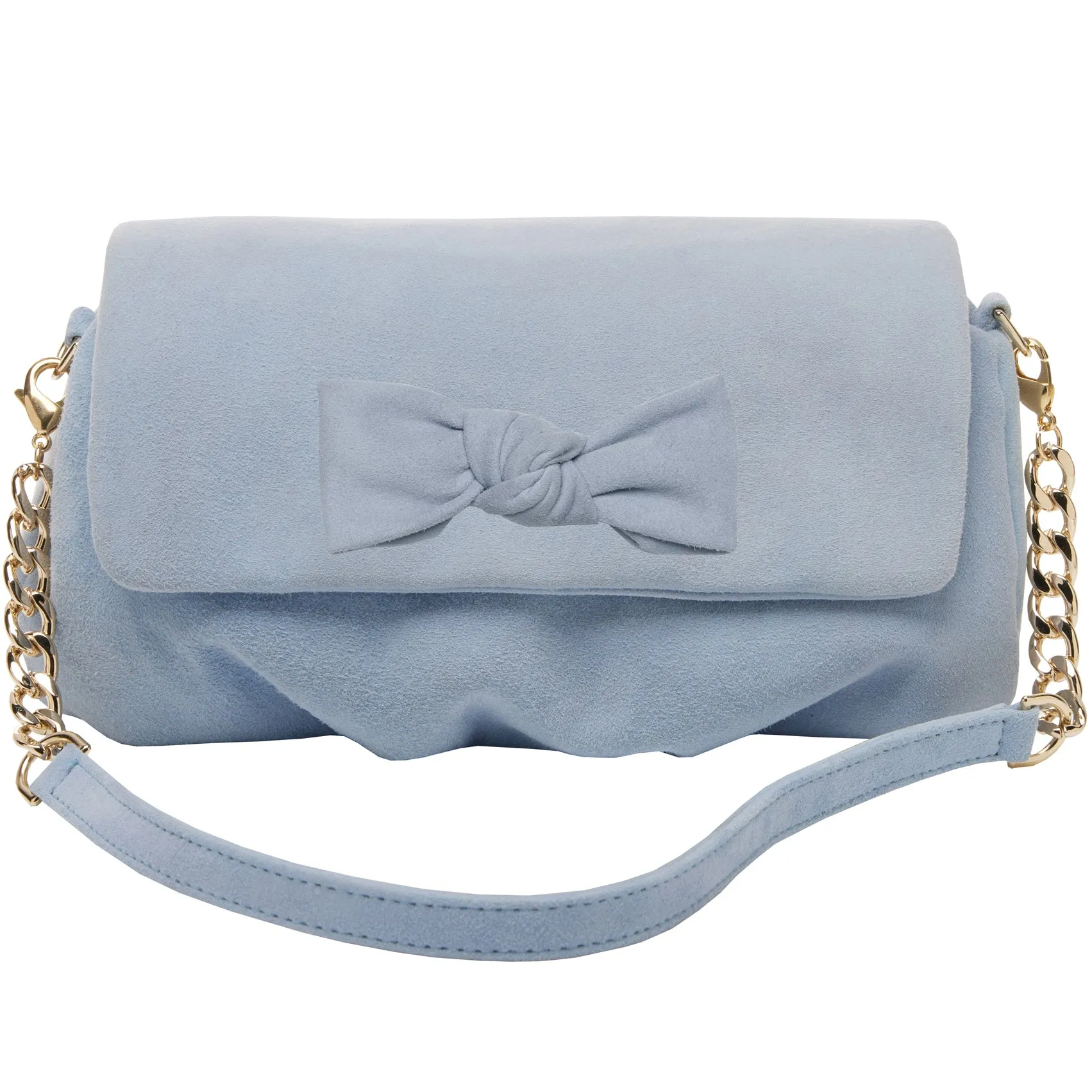 Riley Bow Suede Clutch