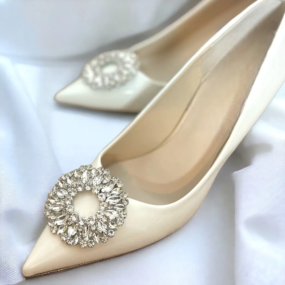 Round Enchanted Rhinestone Bridal Shoe Decorative Clips