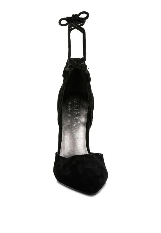 RULE BREAKER Black Lace Up Stiletto Sandals