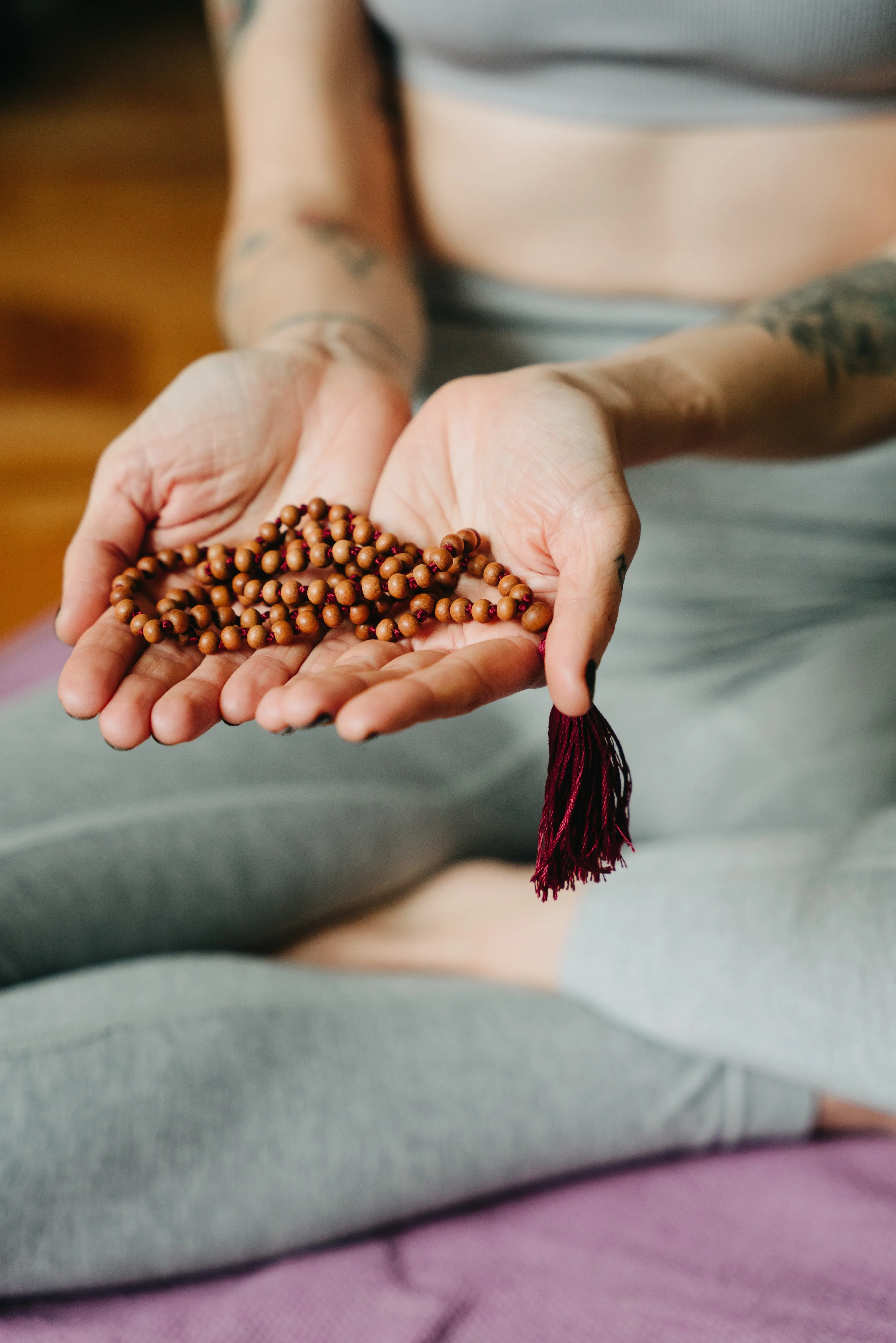 Sandal Wood Yoga Mala • Maroon •