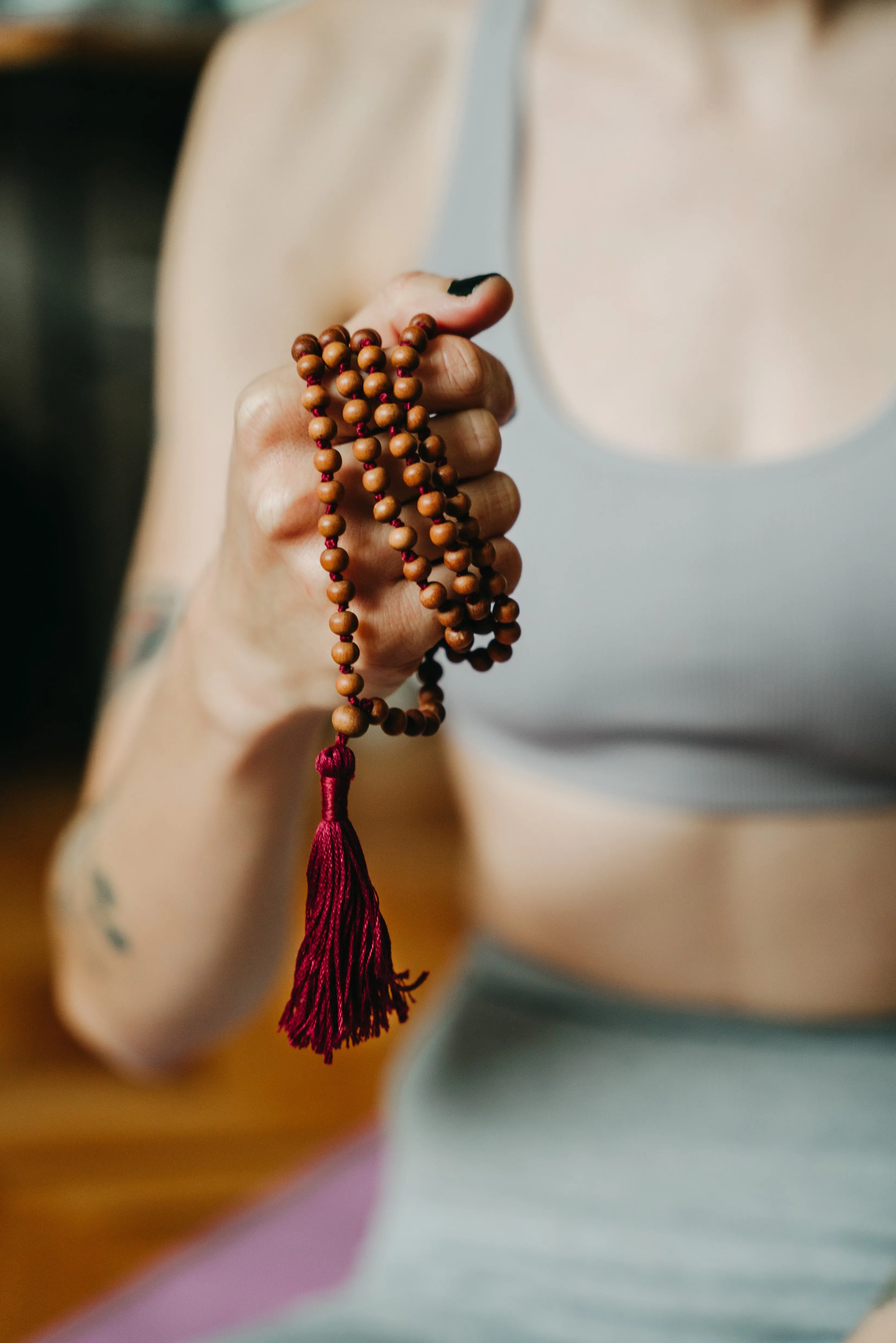 Sandal Wood Yoga Mala • Maroon •