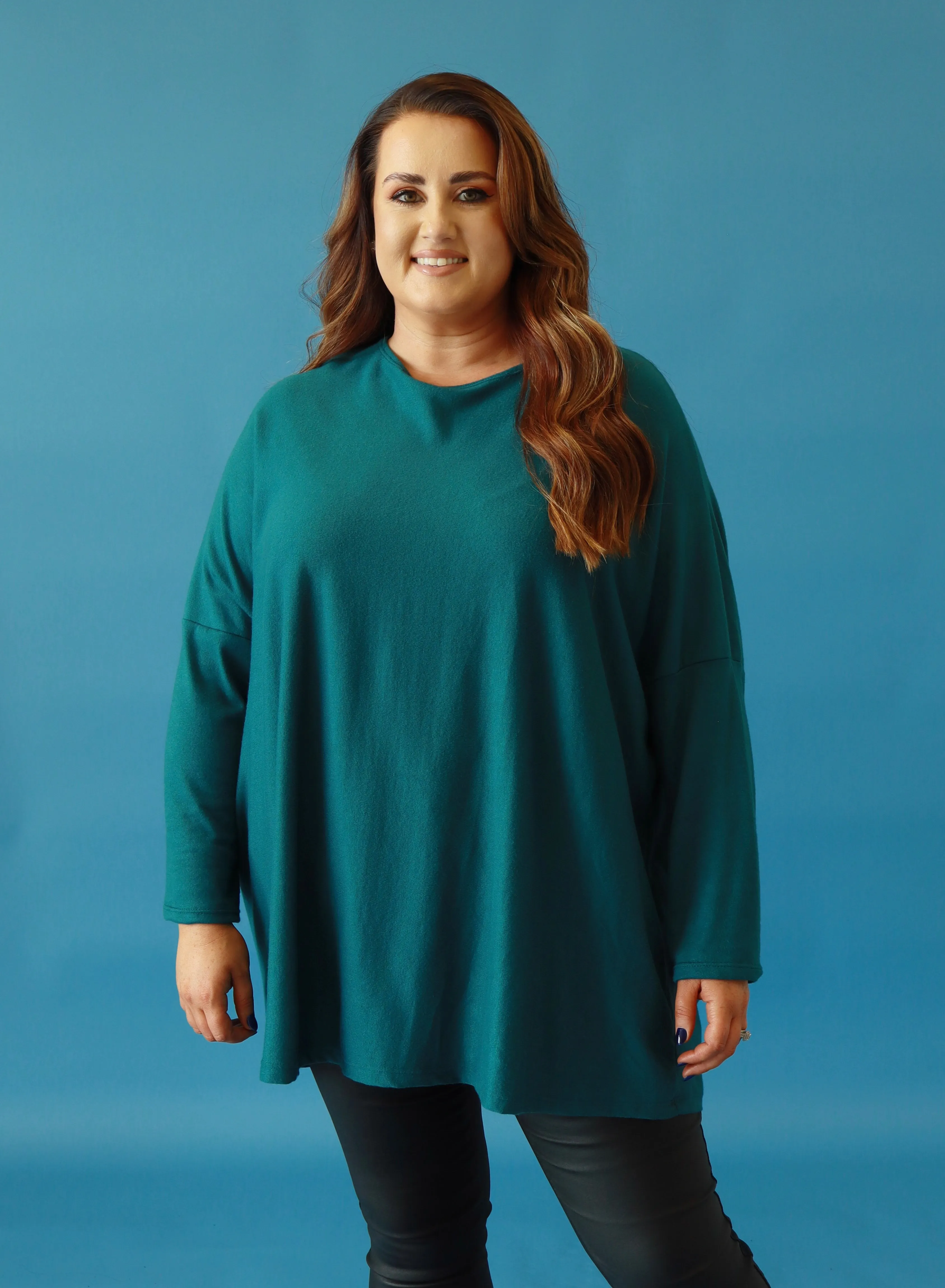 Sarah Fine Knit Jumper in Teal