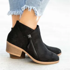 SH322 - Suede Double Side Zipper Boots