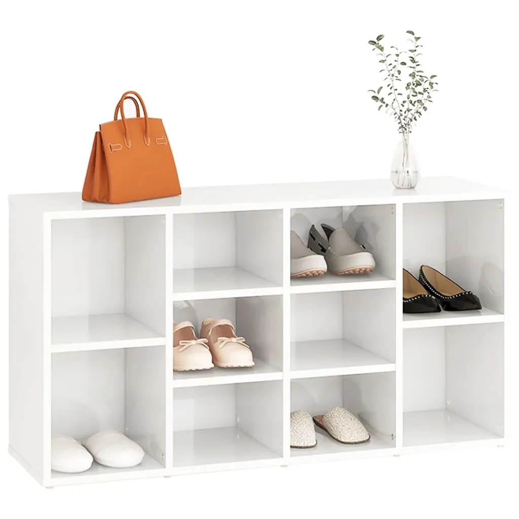 Shoe Bench High Gloss White 103x30x54.5 cm Chipboard