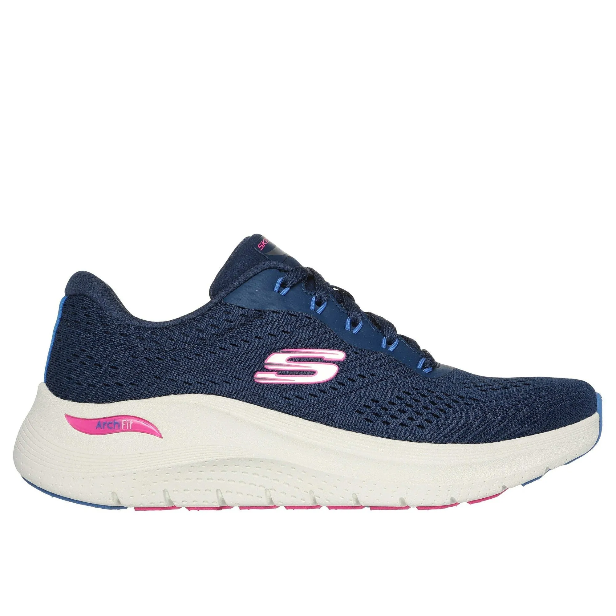 Skechers 150051 Arch Fit 2.0 - Big League Ladies Navy Multi Textile Vegan Arch Support Lace Up Trainers