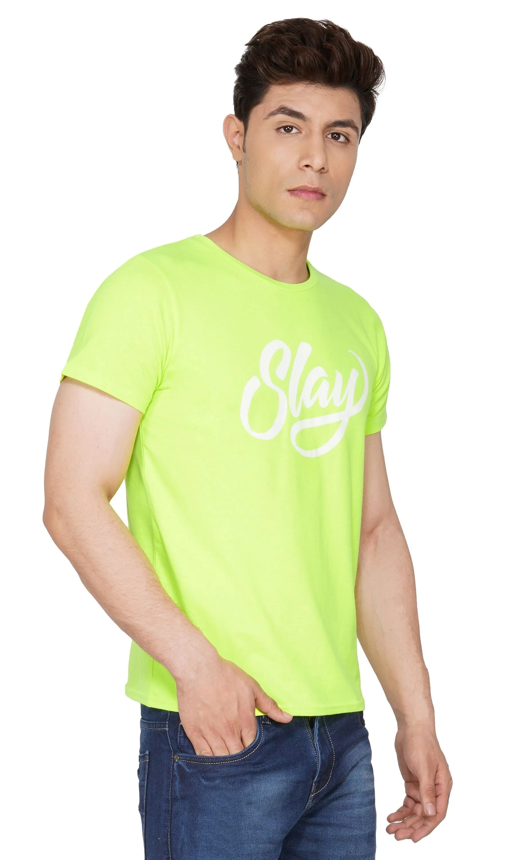 SLAY. Sport Men's Printed Neon Green T-shirt