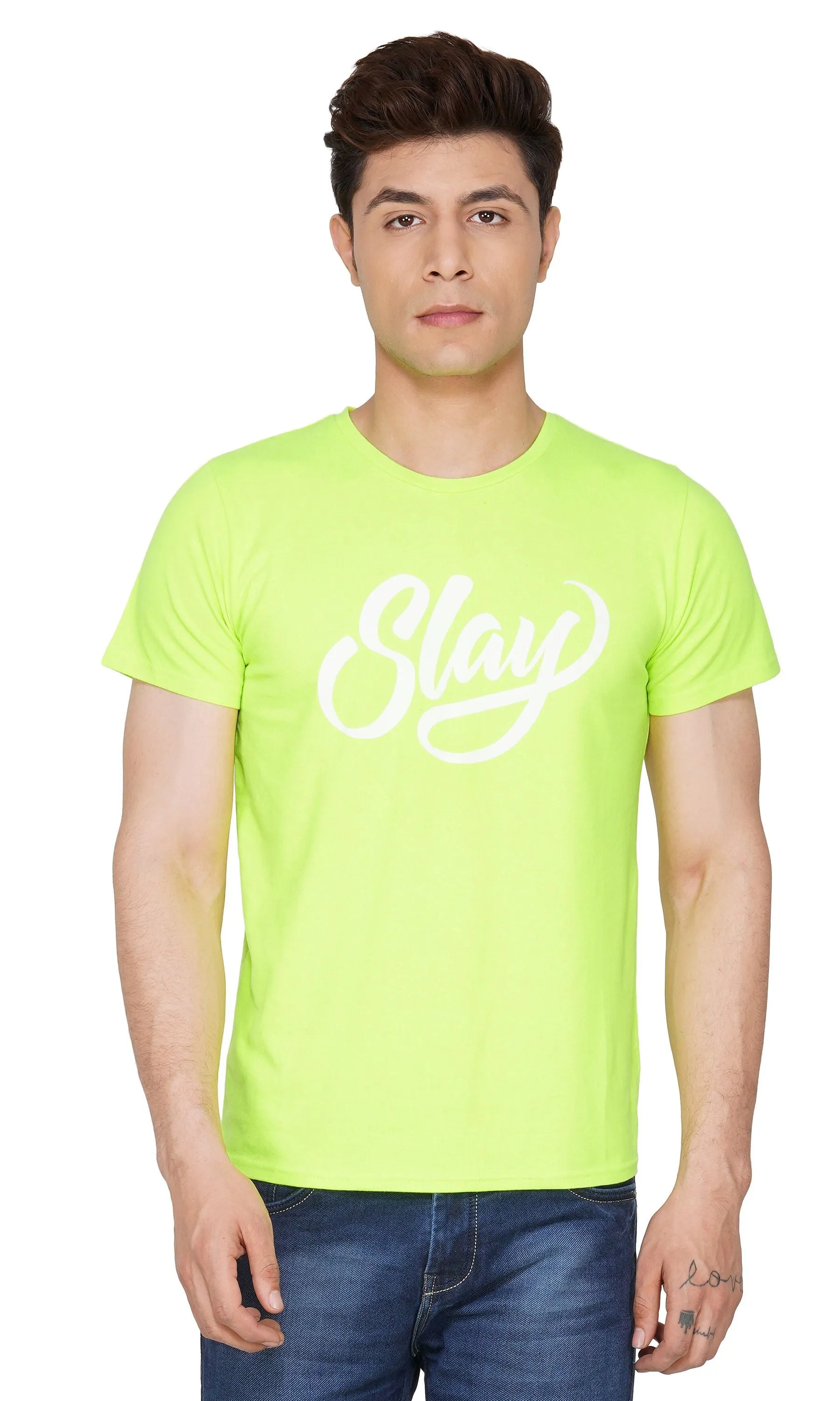 SLAY. Sport Men's Printed Neon Green T-shirt