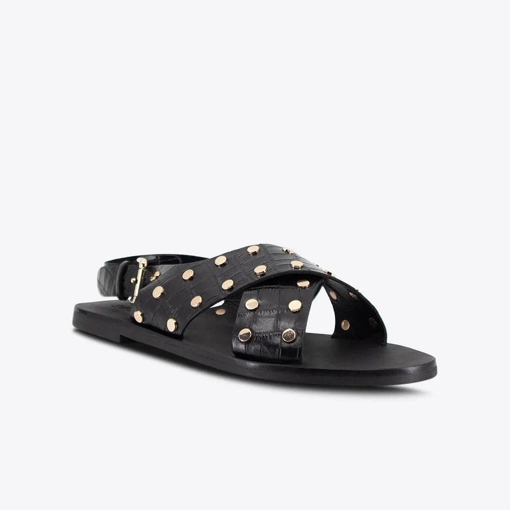 Sol Sana Kyra Sandal in Black Croc/Gold