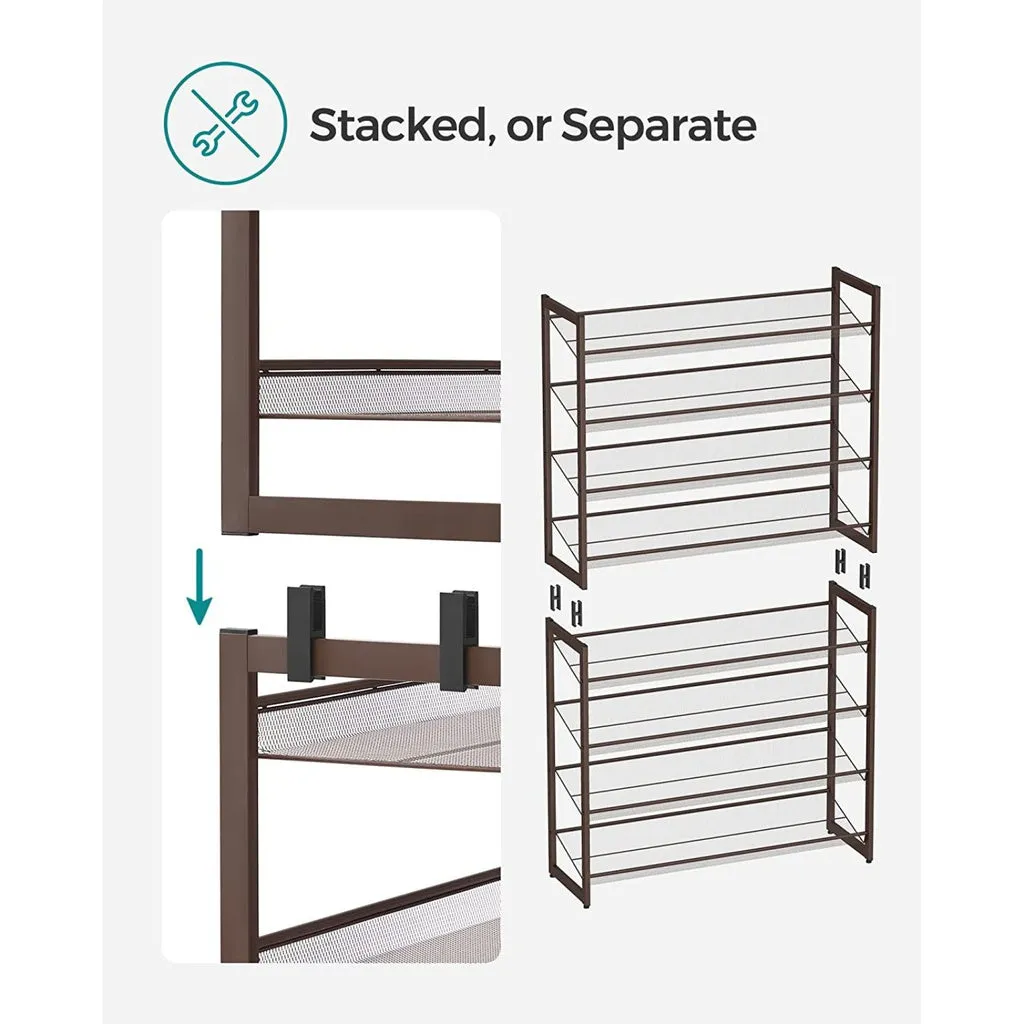 SONGMICS 8-Tier Shoe Rack Storage 32 pairs with Adjustable Shelves Bronze LMR08A