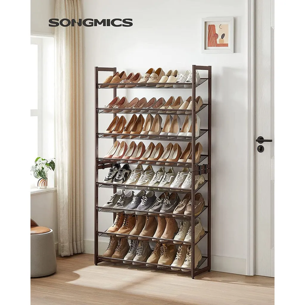 SONGMICS 8-Tier Shoe Rack Storage 32 pairs with Adjustable Shelves Bronze LMR08A