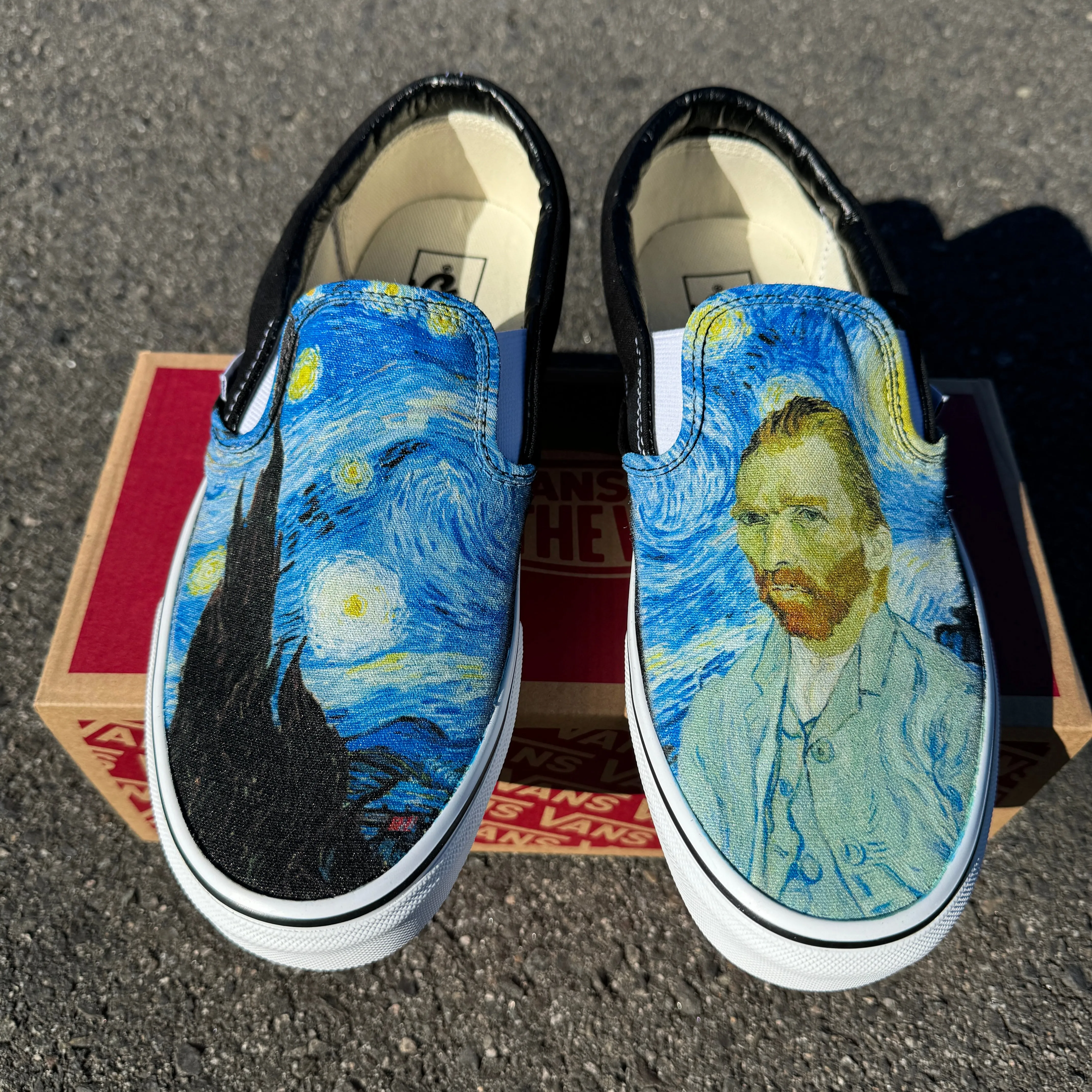 Starry Night Slip On Vans Featuring Van Gogh Portrait Shoes Unisex for Men and Women