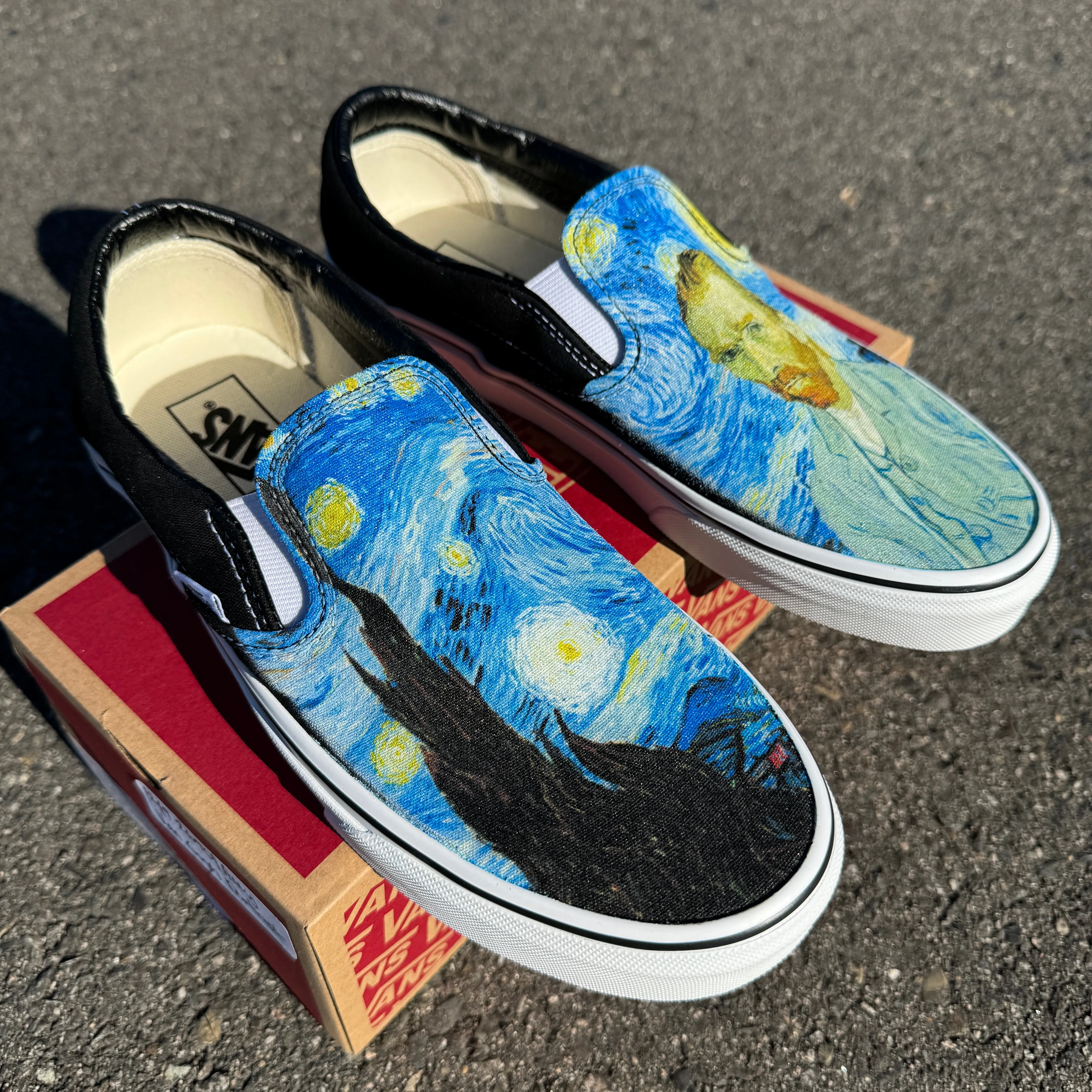 Starry Night Slip On Vans Featuring Van Gogh Portrait Shoes Unisex for Men and Women