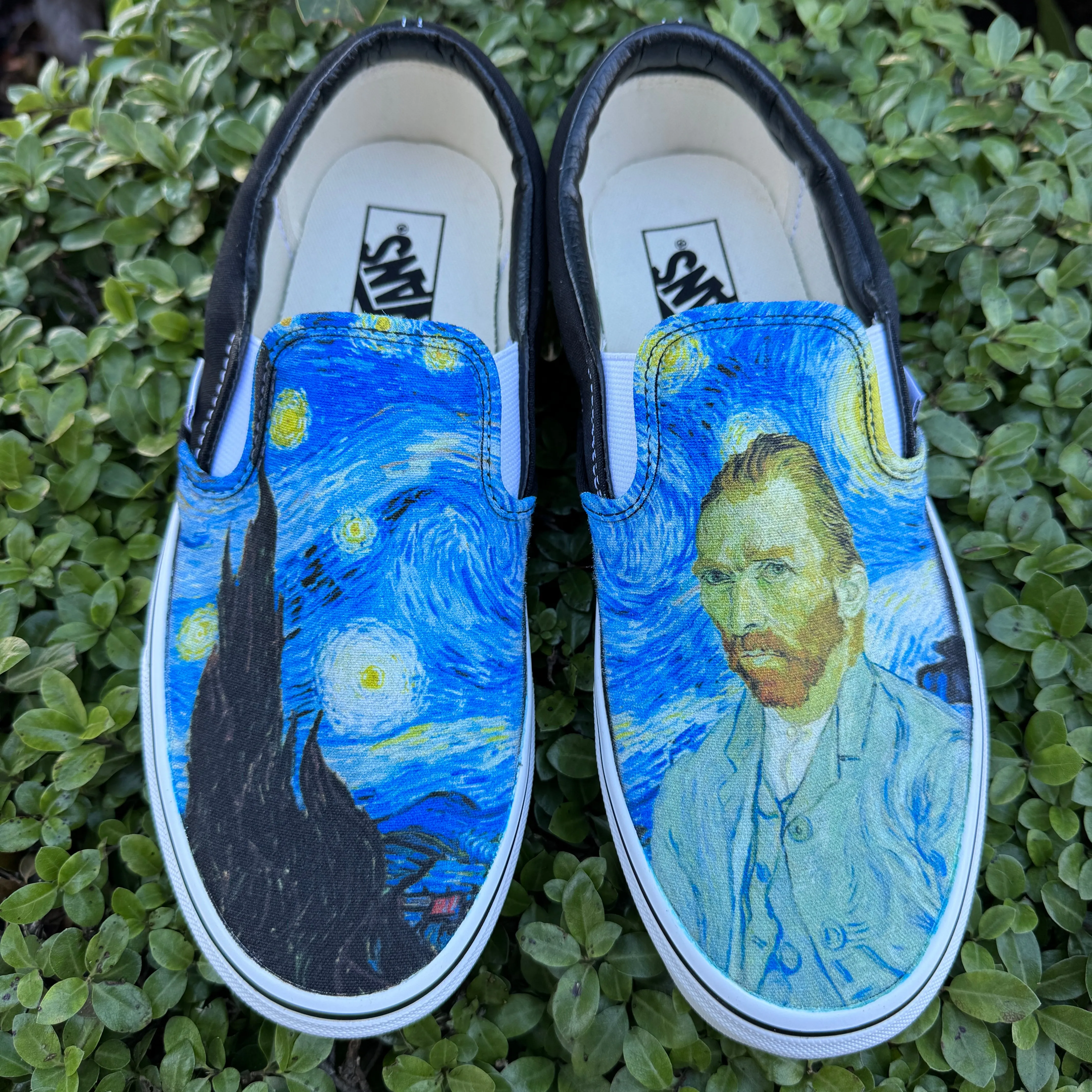 Starry Night Slip On Vans Featuring Van Gogh Portrait Shoes Unisex for Men and Women