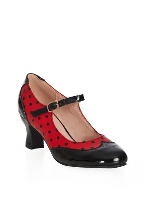 Steppin' Style Mary Jane Shoes in Red and Black by Banned