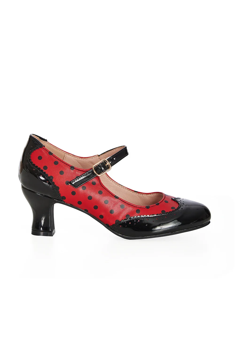 Steppin' Style Mary Jane Shoes in Red and Black by Banned