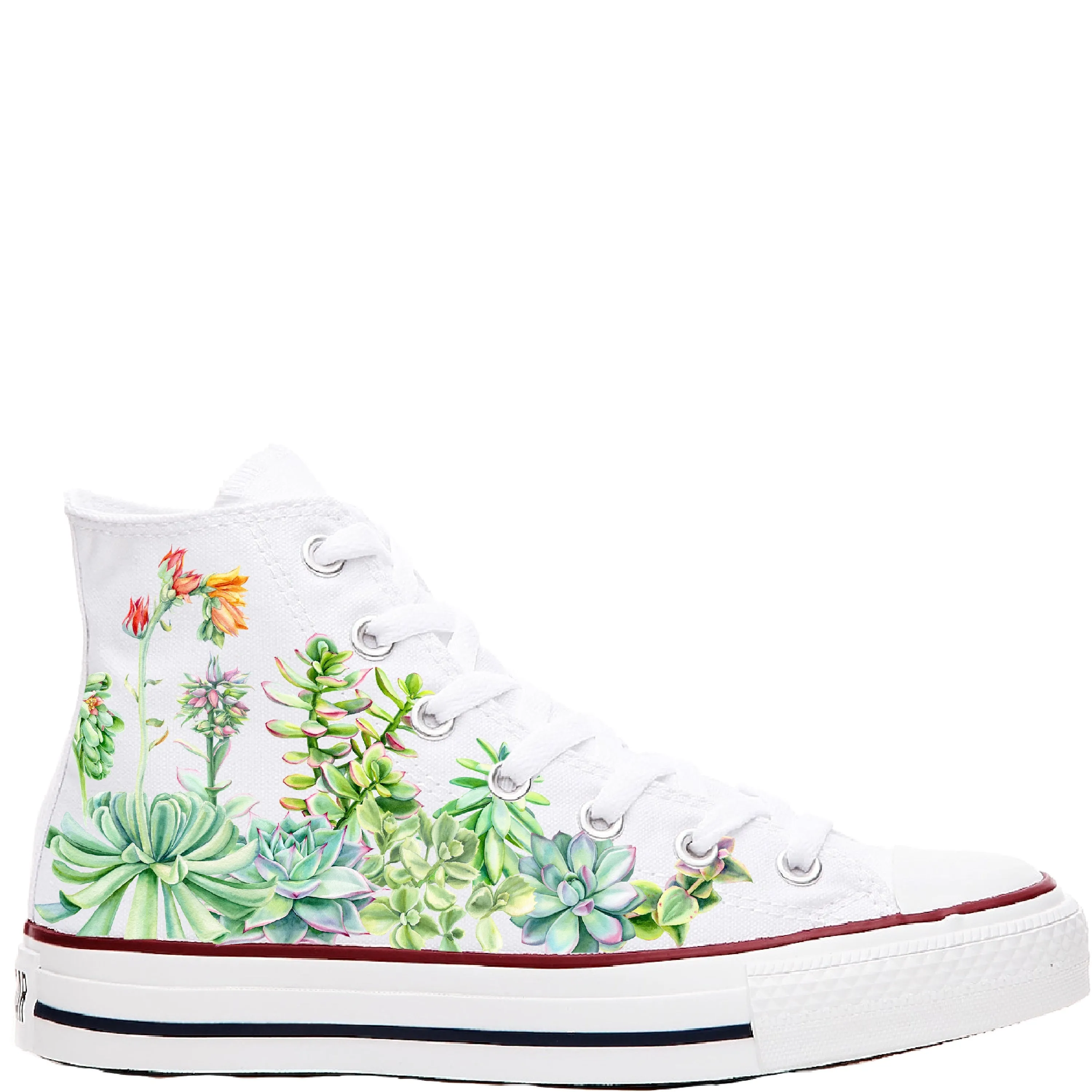 Sucker for Succulents - Custom White High Tops