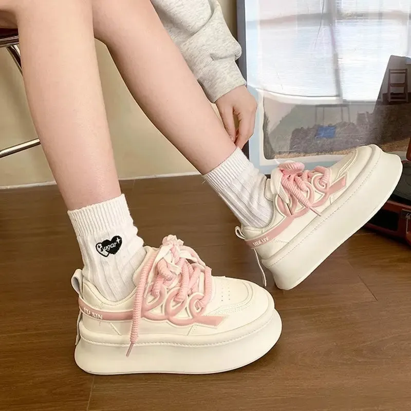 TAVIMART  -  White Sneakers Women Platform Shoes Sports Kawaii Spring Summer 2024 Casual Tennis Female Skateboard Flats Korean Vulcanize