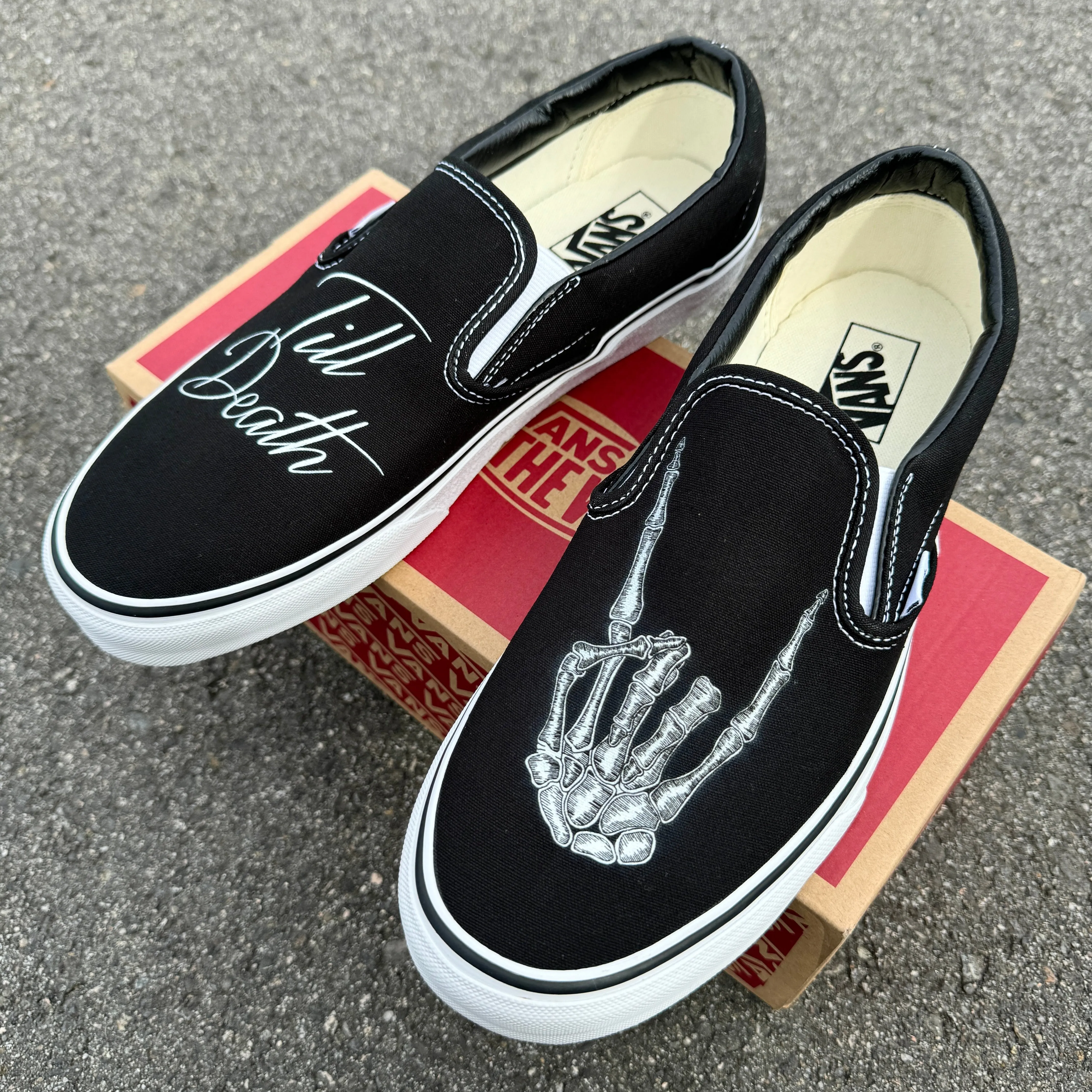 Till Death Custom Wedding Vans Slip On Shoes for Men and Women