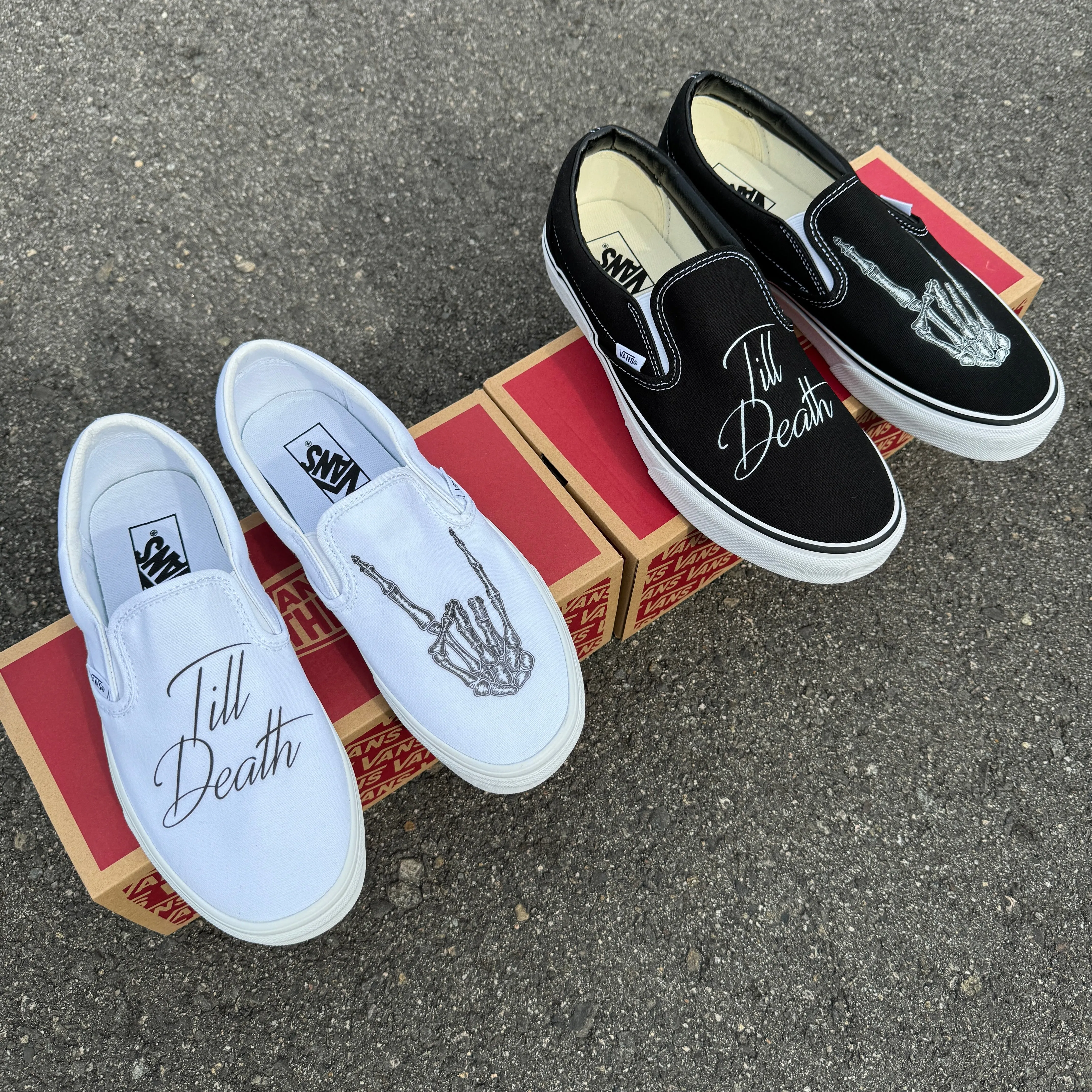 Till Death Custom Wedding Vans Slip On Shoes for Men and Women