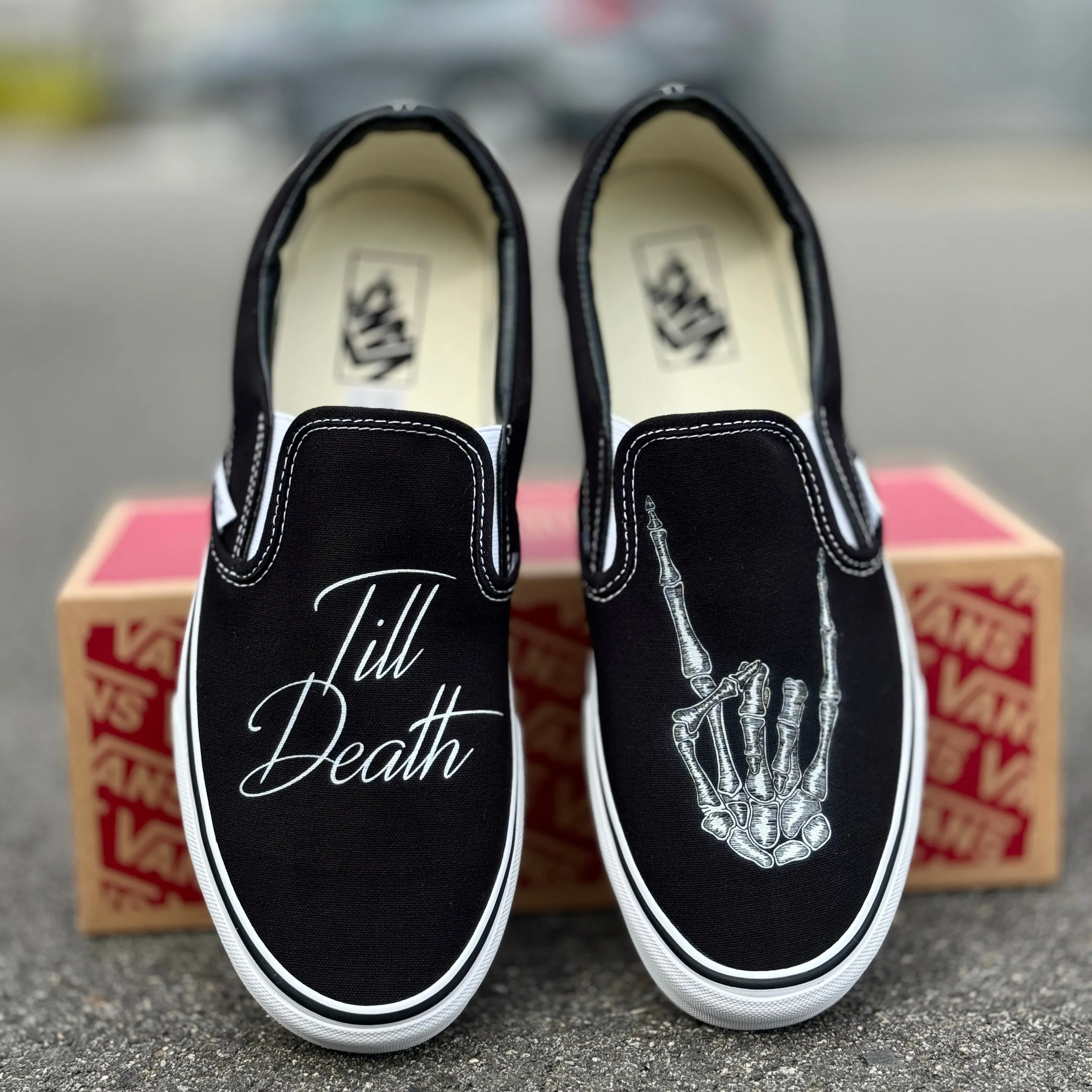 Till Death Custom Wedding Vans Slip On Shoes for Men and Women