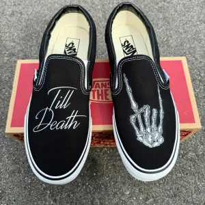 Till Death Custom Wedding Vans Slip On Shoes for Men and Women