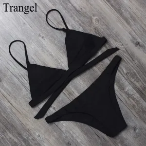 Trangel bikini 2017 sexy swimwear red black swimsuit women bikini set low waist bathing suits thong panties swimsuit BF017